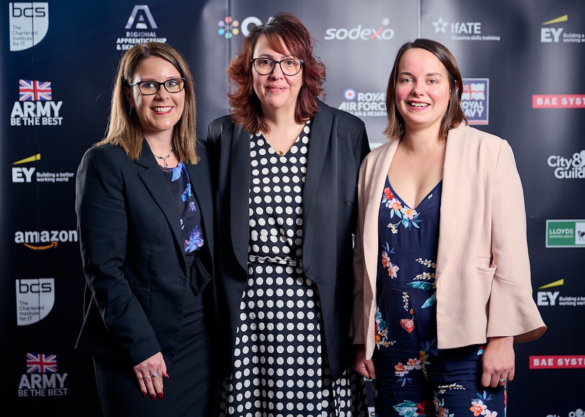 Martine Clark, Emma Matthews and Charlotte Reason from Attwells Solicitors at the National Apprenticeship and Skills Awards